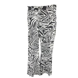 Nasty Gal Woman's Groovy Flare Medium Club Sexy Pants White Black Zebra Retro